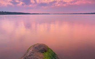 A beautiful sunset illuminates Branched Oak Lake in Lancaster County, Nebraska on a cool August evening.