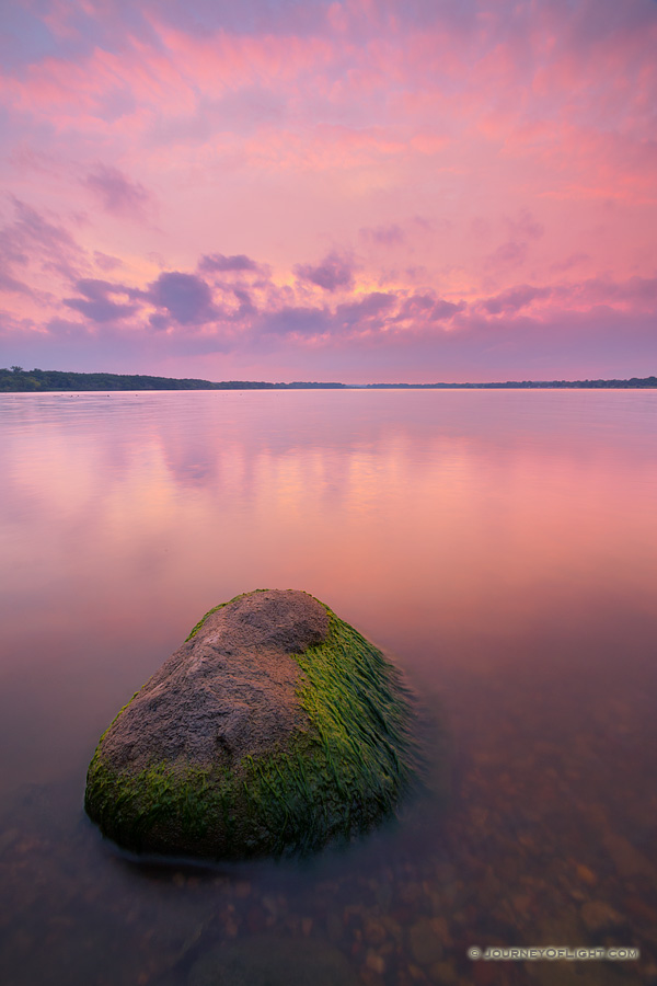 A beautiful sunset illuminates Branched Oak Lake in Lancaster County, Nebraska on a cool August evening.