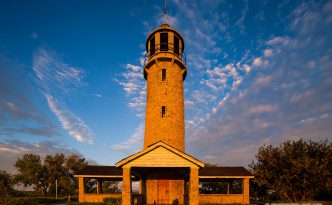 The Lake Minatare Lighthouse is one of only seven inland lighthouses in the United States. It was built in the late 1930s by the Veterans Conservation Corps, a New Deal agency that provided jobs to unemployed veterans during the Great Depression.