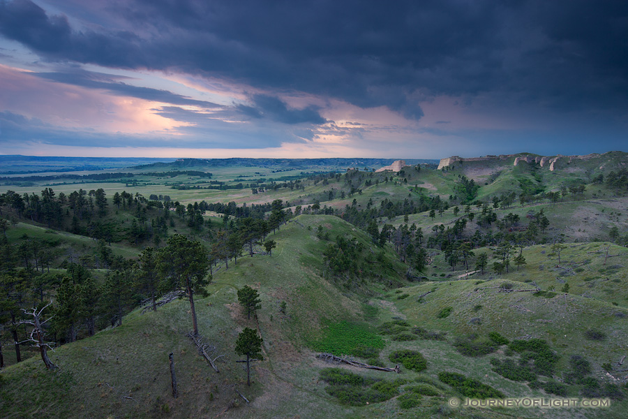 Clouds form in the evening over Ft. Robinson State Park in northwestern Nebraska. Originally, a U.S. Army fort it has a checkered history in regards to the conflicts with Native Americans in the late 1800s.