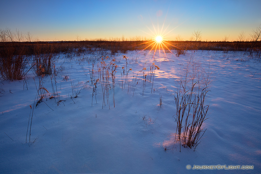 The sun rises on a new year over the Prairie at Boyer Chute National Wildlife Refuge in eastern Nebraska.