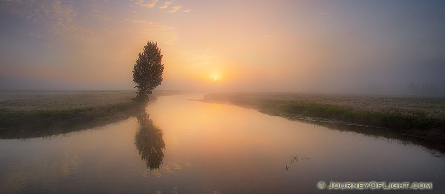 On a foggy morning I enjoyed this sunrise on the Gibbons River, the quiet, rhythmic trickling of the water the only sound. - Yellowstone National Park Photography