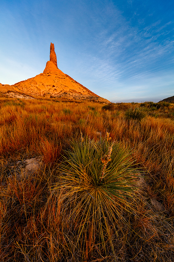 A scenic landscape Nebraska photograph of a sunset and Chimney Rock in western Nebraska. - Nebraska Photography