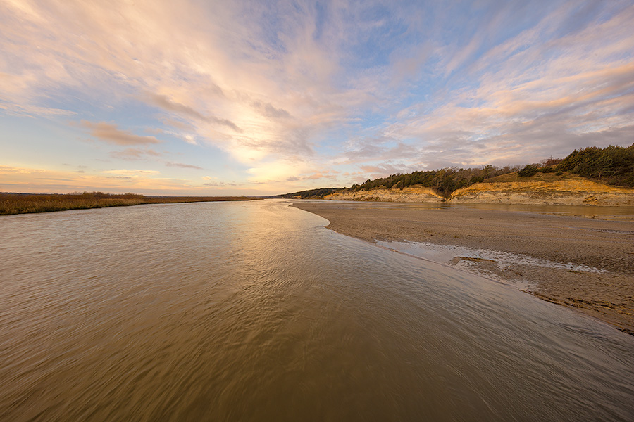 On a beautiful November morning clouds floated over the mouth of the Niobrara River on the Nebraska/South Dakota border. - Nebraska Photography