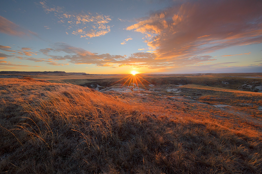 Scenic landscape photograph of a sunset over the prairie at Oglala National Grasslands. - Nebraska Photography