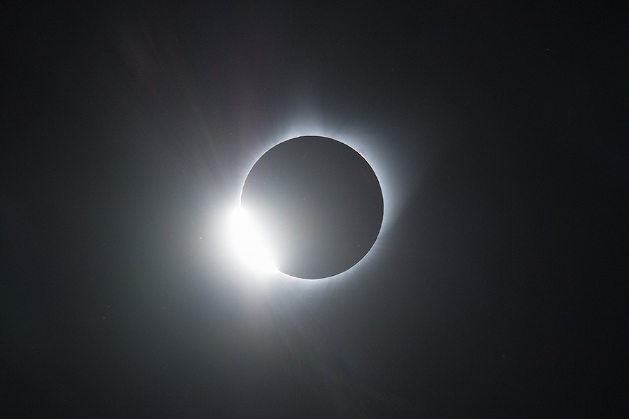 The Diamond Ring of the Total Solar Eclipse captured over Agate Fossil Beds National Monument in Northwestern Nebraska. - Agate Fossil Beds NM Photography