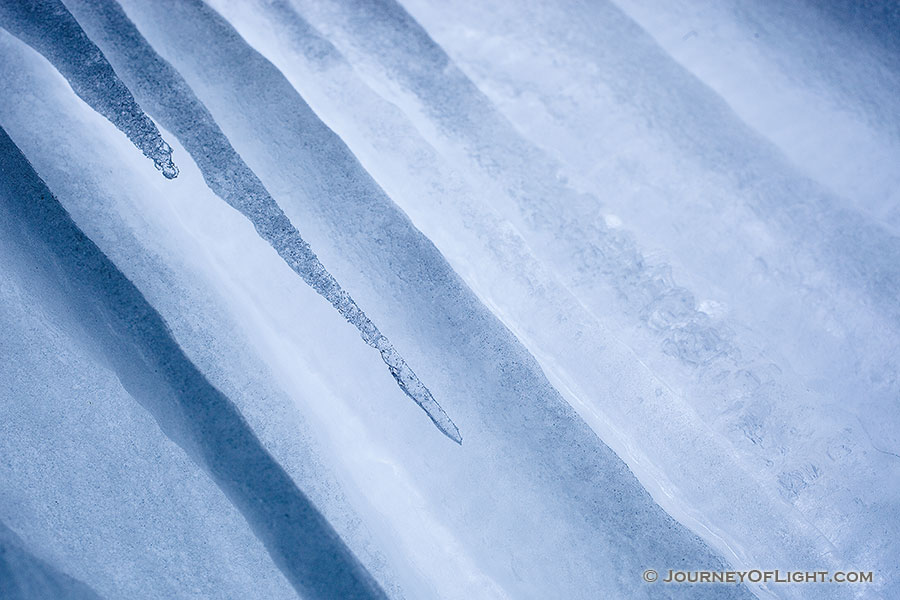Ice formations behind a waterfall at Platte River State Park, Nebraska. - Platte River SP Photography