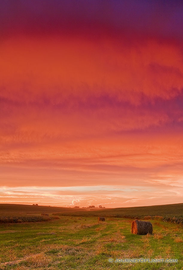 After an intense Midwestern storm, beautiful color is reflected in the clouds. - Nebraska Photography