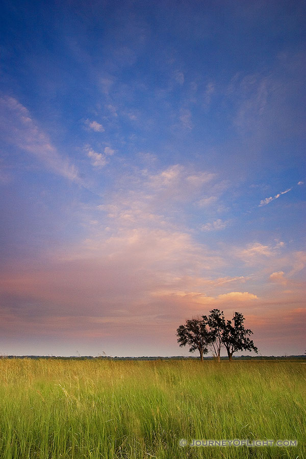 Sunset descends over the native prairie at Boyer Chute National Wildlife Refuge. - Boyer Chute Photography