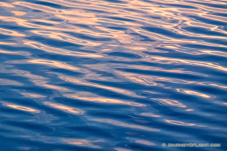 Ripples reflecting the rising sun on a lake at Mahoney State Park on a warm Mary morning. - Mahoney SP Photography