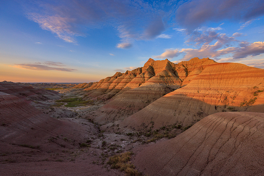 Landscape photograph of a sunrise over the Badlands National Park, South Dakota. - South Dakota Photography