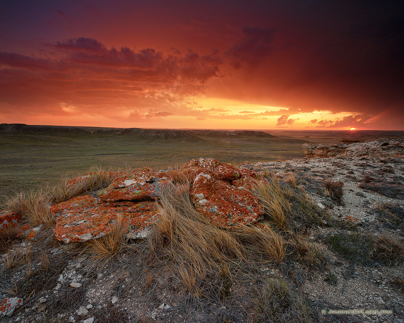 Sunset at Agate Fossil Beds National Monument in western Nebraska after an intense summer storm. - Nebraska Picture