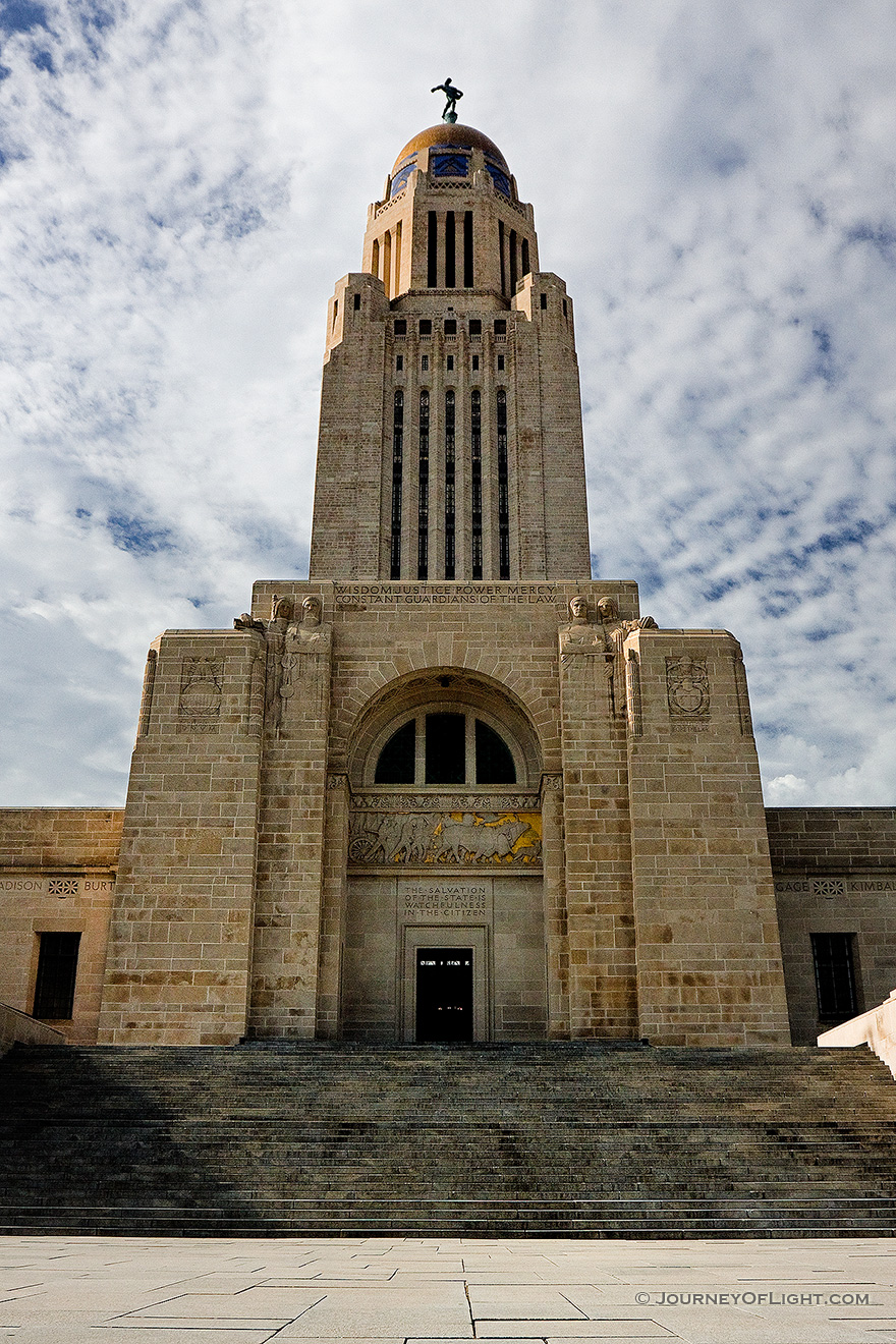 A view of the eastern face of the Nebraska state capitol building in Lincoln. - Lincoln Picture
