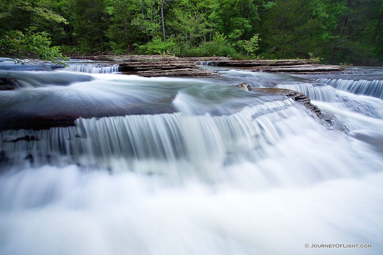 Water flows down six-finger falls in Northern Arkansas. - Arkansas Picture
