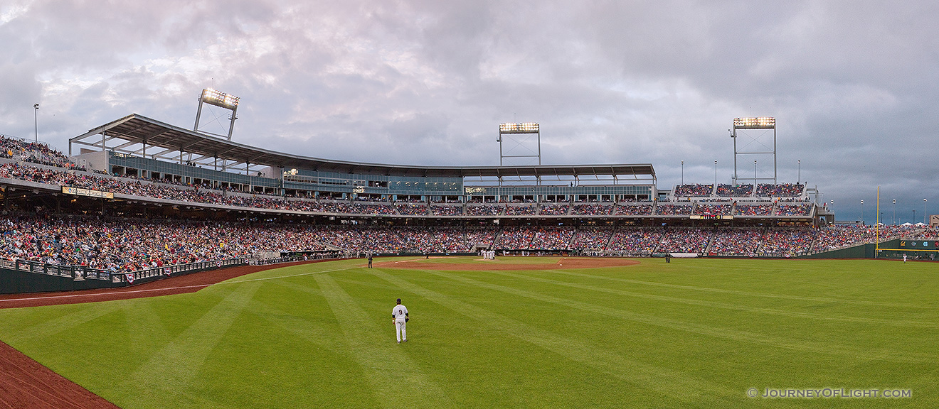 2011 College World Series, Virginia competed against USC in TD Ameritrade Stadium, the first year of the stadium.  This photograph is a combination of 6 exposures stitched together for detail. - Omaha Picture