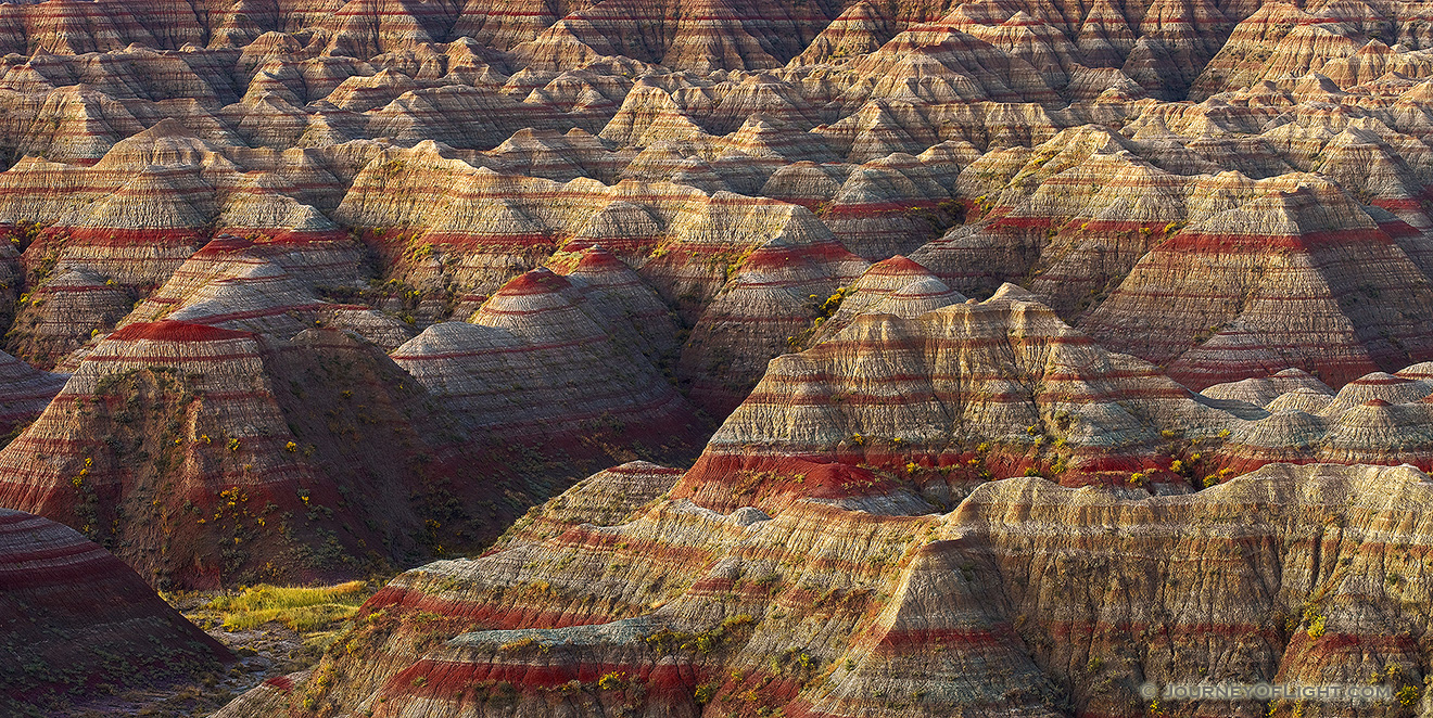 A section of the Badlands in South Dakota glow with the warmth of the pre-risen sun. - South Dakota Picture