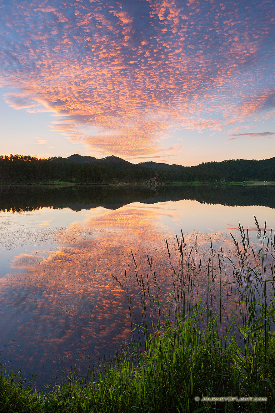 Stockade Lake in the Black Hills of South Dakota reflects the warmth of the rising sun. - South Dakota,Landscape Picture