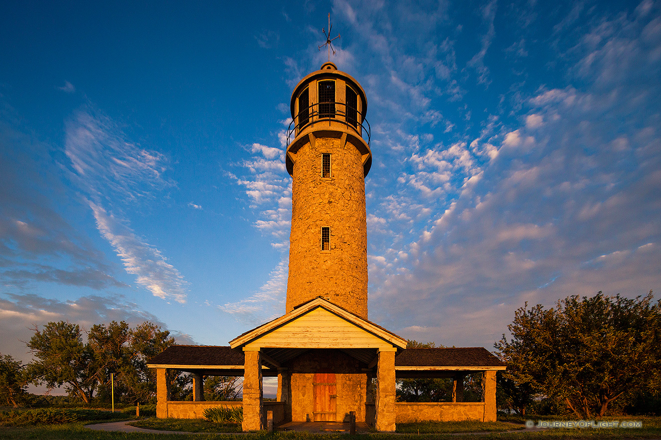 The Lake Minatare Lighthouse is one of only seven inland lighthouses in the United States.  It was built in the late 1930s by the Veterans Conservation Corps, a New Deal agency that provided jobs to unemployed veterans during the Great Depression. - Nebraska Picture
