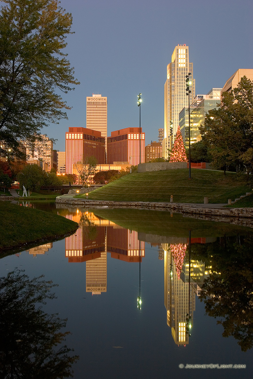Downtown Omaha, Nebraska from the Central Park Mall just before dawn. - Omaha Picture