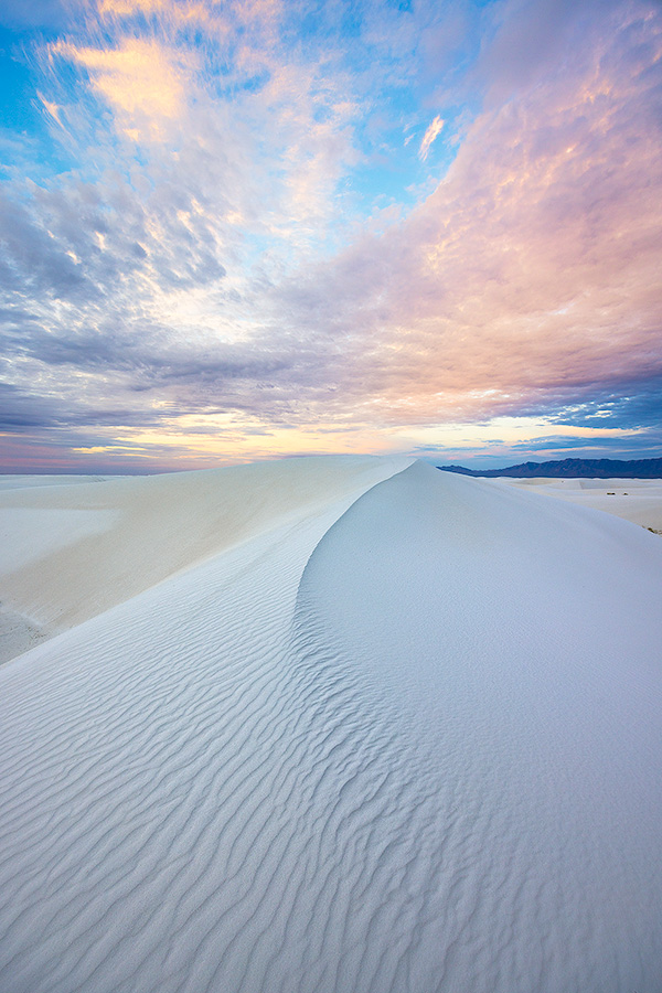 Scenic photograph of a beautiful sunrise at White Dunes National Park, New Mexico. - New Mexico Photography
