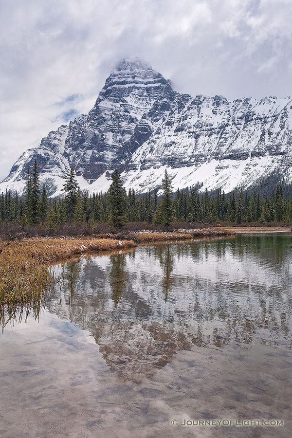 Mt. Cephron rises above the Mistaya River in Banff National Park, Alberta, Canada. - Banff Photography
