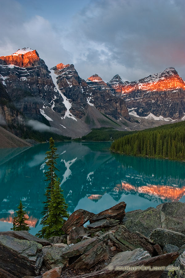 Scenic landscape photograph of Moraine Lake in the Valley of the Ten Peaks, Banff National Park, Canada. - Banff Photography