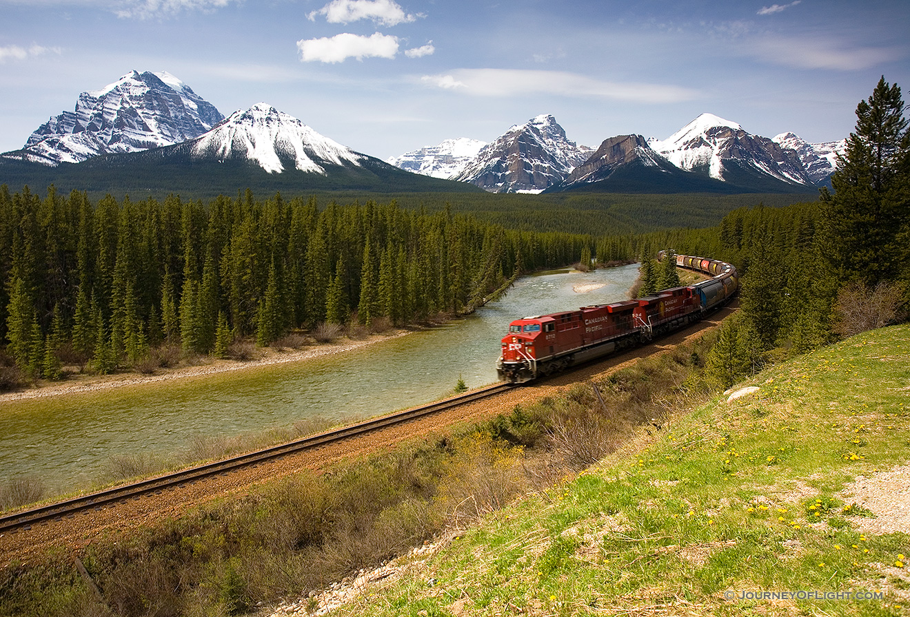Morant's Curve is one of the most photographed spots for trains along the Canadian Railway. - Banff Picture