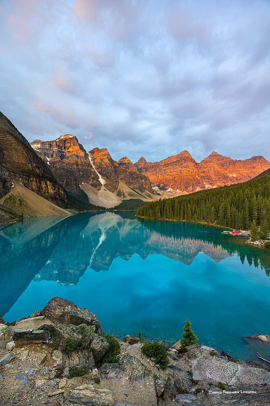 Scenic landscape photograph of Moraine Lake in the Valley of the Ten Peaks, Banff National Park, Canada. - Banff Picture