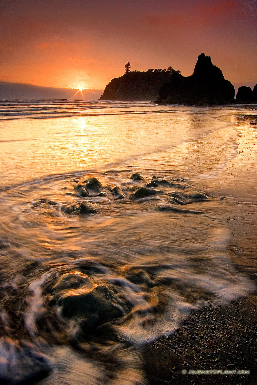 An evening of solitude on Ruby Beach, Washington in Olympic National Park just as the sun dips below the horizon. - Pacific Northwest Picture