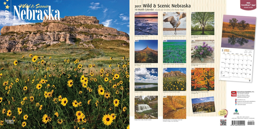 2017 Nebraska Calendar by Brown Trout.  Sold in Amazon, Retail Stores, and Calendar Club.  Contributed 8 Photographs Including Cover. -  Photography